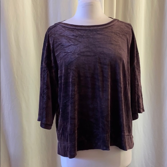 Free People We the Free Valerie Purple Velour Tee - Picture 4 of 6
